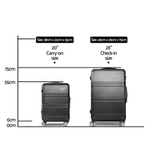 Load image into Gallery viewer, Wanderlite Luggage Set 2 Pieces Hardshell Spinner Suitcase TSA Lock Trolley Lightweight Suitcase Organizer Sets Black