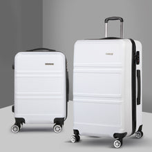 Load image into Gallery viewer, Wanderlite 2pc Luggage Trolley Set Suitcase Travel TSA Hard Case White