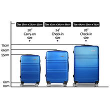 Load image into Gallery viewer, Wanderlite 3pc Luggage Trolley Set Suitcase Travel TSA Hard Case Blue