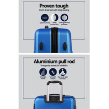 Load image into Gallery viewer, Wanderlite 3pc Luggage Trolley Set Suitcase Travel TSA Hard Case Blue