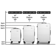 Load image into Gallery viewer, Wanderlite 3pc Luggage Trolley Set Suitcase Travel TSA Hard Case White
