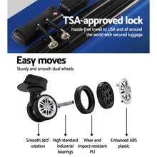 Load image into Gallery viewer, Wanderlite 3pcs Luggage Set Travel Suitcase Storage Organiser TSA lock Blue