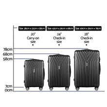 Load image into Gallery viewer, Wanderlite 3pc Luggage Trolley Suitcase Sets Travel TSA Hard Case Black