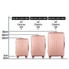 Load image into Gallery viewer, Wanderlite 3pc Luggage 20'' 24'' 28'' Trolley Suitcase Sets Travel TSA Hard Case Lightweight Pink