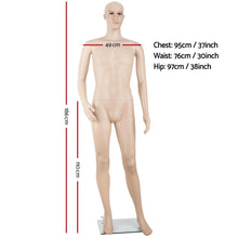 Load image into Gallery viewer, 186cm Tall Full Body Male Mannequin - Skin Coloured