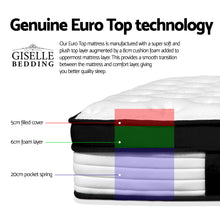 Load image into Gallery viewer, Giselle Bedding Devon Euro Top Pocket Spring Mattress 31cm Thick – Queen