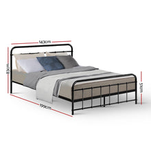Load image into Gallery viewer, Artiss LEO Metal Bed Frame - Double (Black)