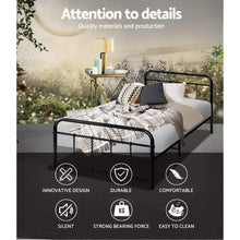 Load image into Gallery viewer, Artiss LEO Metal Bed Frame - Single (Black)