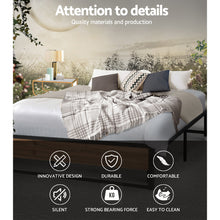Load image into Gallery viewer, Metal Bed Frame Double Size Mattress Base Platform Foundation Wooden Black OSLO