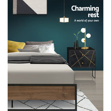 Load image into Gallery viewer, Metal Bed Frame Double Size Mattress Base Platform Foundation Wooden Black OSLO
