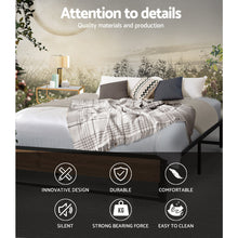 Load image into Gallery viewer, Metal Bed Frame Queen Size Mattress Base Platform Foundation Wooden Black OSLO
