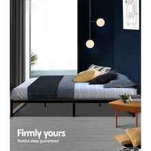 Load image into Gallery viewer, Metal Bed Frame Queen Size Mattress Base Platform Foundation Wooden Black OSLO