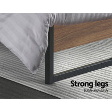 Load image into Gallery viewer, Metal Bed Frame Single Size Mattress Base Platform Foundation Wooden Black OSLO