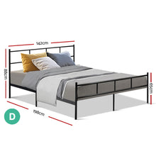 Load image into Gallery viewer, Artiss Metal Bed Frame Double Size Platform Foundation Mattress Base SOL Black