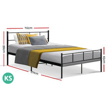 Load image into Gallery viewer, Metal Bed Frame King Single Size Platform Foundation Mattress Base SOL Black
