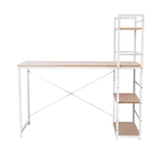 Load image into Gallery viewer, Metal Desk with Shelves - White with Oak Top