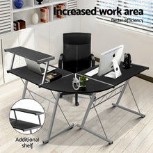 Load image into Gallery viewer, Artiss Corner Metal Pull Out Table Desk - Black
