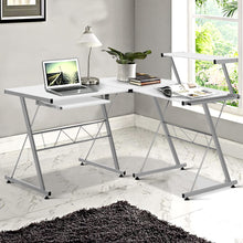 Load image into Gallery viewer, Corner Metal Pull Out Table Desk - White