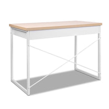Load image into Gallery viewer, Artiss Metal Desk with Drawer - White with Wooden Top