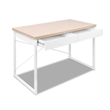 Load image into Gallery viewer, Artiss Metal Desk with Drawer - White with Wooden Top