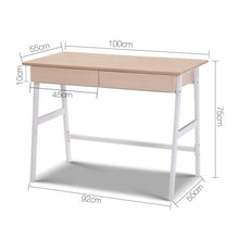 Load image into Gallery viewer, Artiss Metal Desk with Drawer - White with Oak Top