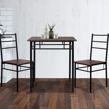 Load image into Gallery viewer, Walnut & Black Metal Table and Chairs Dining Set