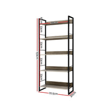Load image into Gallery viewer, Artiss Bookshelf Wooden Display Shelves Bookcase Shelf Storage Metal Wall Black