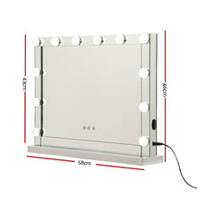 Load image into Gallery viewer, Embellir Hollywood Makeup Mirror With Light 12 LED Bulbs Vanity Lighted Silver 58cm x 46cm