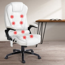 Load image into Gallery viewer, Artiss Massage Office Chair 8 Point PU Leather Office Chair - White