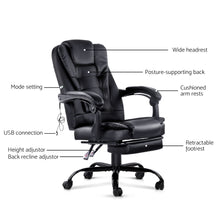 Load image into Gallery viewer, Electric Massage Recliner Office Chair with Seat Footrest - Black
