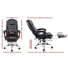 Load image into Gallery viewer, Artiss Massage Office Chair 8 Point Footrest Black