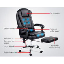 Load image into Gallery viewer, Artiss Massage Office Chair 8 Point Footrest Black