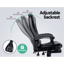 Load image into Gallery viewer, Artiss Massage Office Chair 8 Point Footrest Black