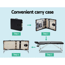 Load image into Gallery viewer, Zenses 2 Fold Portable 75cm Professional Aluminium Massage Table - Black