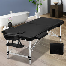 Load image into Gallery viewer, Zenses 2 Fold Portable 75cm Professional Aluminium Massage Table - Black
