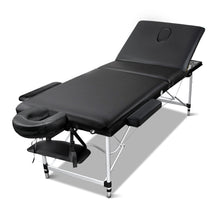 Load image into Gallery viewer, Zenses 3 Fold Portable 60cm Wide Aluminium Massage Table - Black