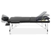 Load image into Gallery viewer, Zenses 3 Fold Portable 60cm Wide Aluminium Massage Table - Black
