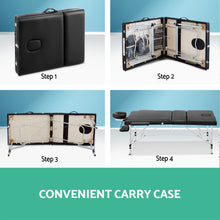 Load image into Gallery viewer, Zenses 3 Fold Portable 60cm Wide Aluminium Massage Table - Black