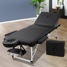 Load image into Gallery viewer, Zenses 3 Fold Portable 60cm Wide Aluminium Massage Table - Black