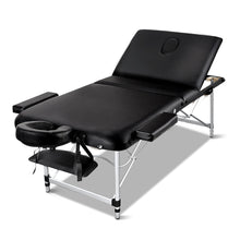 Load image into Gallery viewer, Zenses Portable 70cm wide 3 Fold Portable Aluminium Massage Table - Black