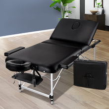 Load image into Gallery viewer, Zenses Portable 70cm wide 3 Fold Portable Aluminium Massage Table - Black