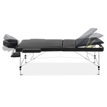 Load image into Gallery viewer, Zenses Portable 75cm wide 3 Fold Portable Aluminium Massage Table - Black