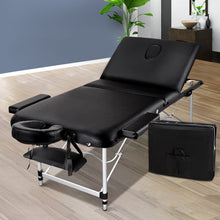 Load image into Gallery viewer, Zenses 3 Fold Portable 80cm Wide Professional Aluminium Massage Table - Black