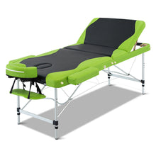 Load image into Gallery viewer, Zenses 3 Fold Portable 75 cm Aluminium Massage Table - Green & Black
