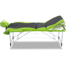 Load image into Gallery viewer, Zenses 3 Fold Portable 75 cm Aluminium Massage Table - Green & Black