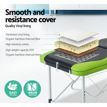 Load image into Gallery viewer, Zenses 3 Fold Portable 75 cm Aluminium Massage Table - Green & Black