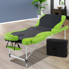 Load image into Gallery viewer, Zenses 3 Fold Portable 75 cm Aluminium Massage Table - Green & Black
