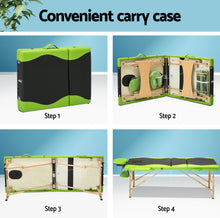 Load image into Gallery viewer, Zenses 3 Fold Portable Wood Massage Table - Black & Lime