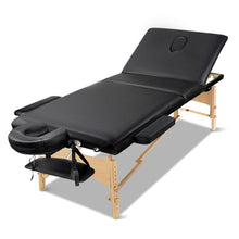 Load image into Gallery viewer, Zenses 3 Fold Portable 70 cm Wide Wood Massage Table - Black