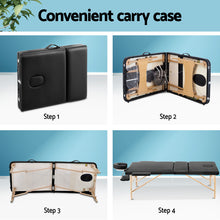 Load image into Gallery viewer, Zenses 75cm Wide Portable Wooden 3 Fold Massage Table - Black